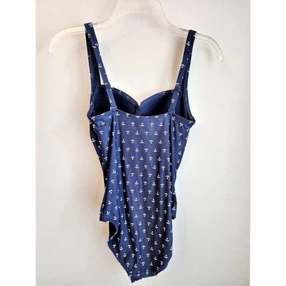 Nip Tuck Slimming Tummy Control Nautical Navy One Piece Swimsuit - Size 4 - Picture 5 of 15